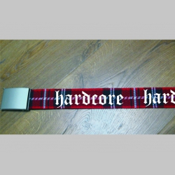 Hardcore -  červeno-bielo-čierny textilný opasok " Škótske káro " so zapínaním na posuvnú kovovú pracku